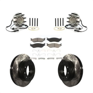 Front Hub Bearing Assembly Drill Slot Brake Rotor Pad Kit For Ford F-550 Super Duty F-450 KBB-120362