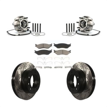 Front Hub Bearing Drilled Slot Brake Rotor & Pad Kit For 2010 Ford F-550 Super Duty 4 X KBB-120363
