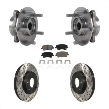 Front Hub Bearing Assembly Coated Drilled Slotted Brake Rotor Pad Kit For Hyundai Elantra KBB-120367