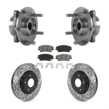 Front Hub Bearing Coat Drill Slot Brake Rotor Pads Kit For 2017-2020 Hyundai Elantra 1.6L KBB-120368
