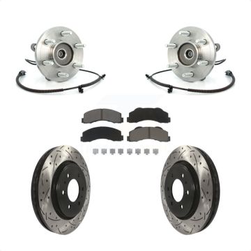 Front Hub Bearing Coated Drill Slot Brake Rotor Pad Kit For Ford F-150 Expedition Lincoln KBB-120376