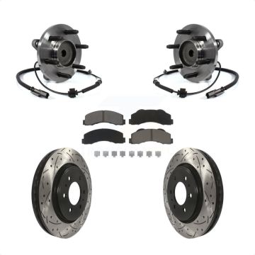 Front Hub Bearing Drilled Slot Brake Rotor Pads Kit For Ford F-150 Expedition Lincoln RWD KBB-120377