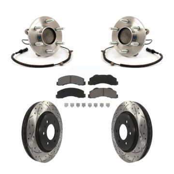 Front Hub Bearing Assembly Coated Drill Slot Brake Rotor Pads Kit For 2010 Ford F-150 RWD KBB-120380