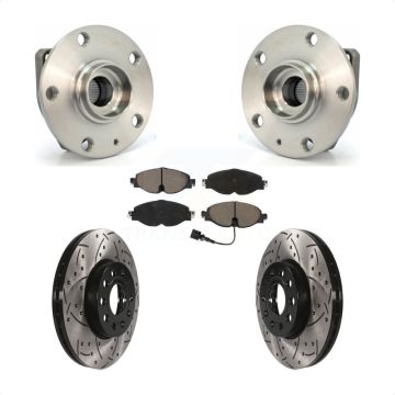 Front Hub Bearing Drilled Slot Brake Rotor Pads Kit For Volkswagen Golf SportWagen e-Golf KBB-120381
