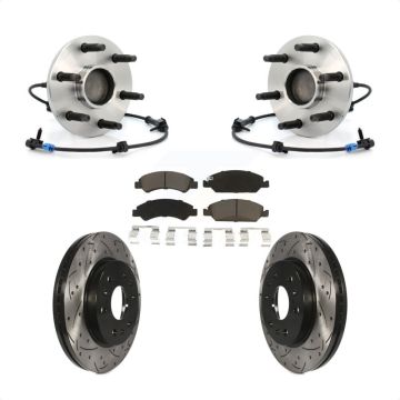 Front Hub Bearing Drill Slot Brake Rotor Pads Kit For Chevrolet GMC Silverado 1500 Sierra KBB-120384