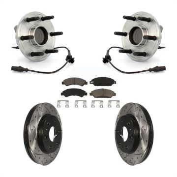 Front Hub Bearing Drill Slot Brake Rotor Pads Kit For Chevrolet Avalanche GMC Tahoe Yukon KBB-120385