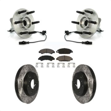 Front Hub Bearing Drill Slot Brake Rotor Pads Kit For Chevrolet Avalanche Cadillac GMC XL KBB-120386