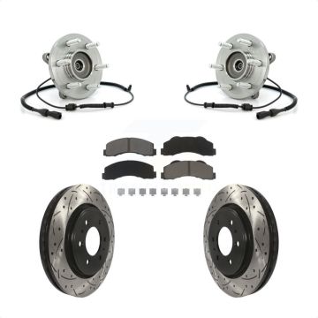 Front Hub Bearing Drilled Slot Brake Rotor Pads Kit For Ford Expedition Lincoln Navigator KBB-120392