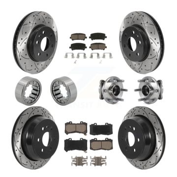 Front Rear Hub Bearing Coated Brake Rotor Pads Shoe Kit (10Pc) For Chevrolet Colorado GMC KBB-120400