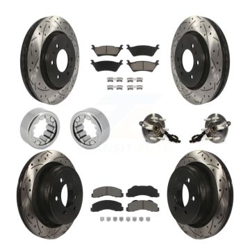 Front Rear Hub Bearings Coated Disc Brake Rotors And Pads Shoes Kit (10Pc) For Ford F-150 KBB-120410