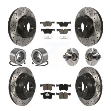 Front Rear Hub Bearing Coated Disc Brake Rotor And Pads Shoe Kit (10Pc) For BMW 320i 328d KBB-120412