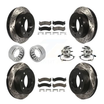 Front Rear Hub Bearings Coated Disc Brake Rotors And Pads Shoes Kit (10Pc) For Hummer H2 KBB-120432