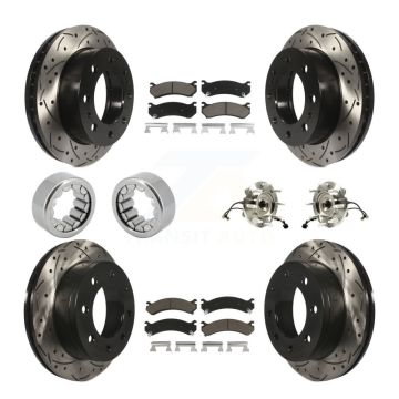 Front Rear Hub Bearing Coated Brake Rotor Pad Shoe Kit (10Pc) For GMC Chevrolet Silverado KBB-120433