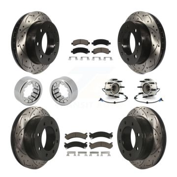 Front Rear Hub Bearing Coated Brake Rotor Pads Shoe Kit (10Pc) For Chevrolet Express 2500 KBB-120446
