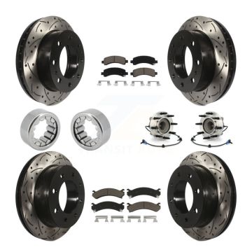 Front Rear Hub Bearing Coated Brake Rotor Pads Shoe Kit (10Pc) For Chevrolet Express 2500 KBB-120448