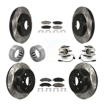 Front Rear Hub Bearing Coated Brake Rotor Pad Shoe Kit (10Pc) For Chevrolet Avalanche GMC KBB-120453