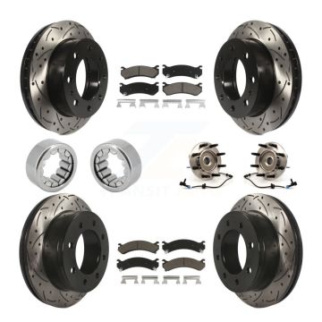 Front Rear Bearing Coated Brake Rotor Pad Shoe Kit (10Pc) For Chevrolet Silverado 2500 HD KBB-120464