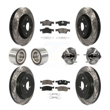Front Rear Hub Bearing Coated Brake Rotor Pads Shoe Kit (10Pc) For Jeep Grand Cherokee WK KBB-120468
