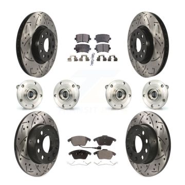 Front Rear Hub Bearings Coated Disc Brake Rotors And Pads Kit (10Pc) For Audi A3 Quattro KBB-120474