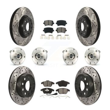 Front Rear Hub Bearings Coated Disc Brake Rotors And Pads Kit (10Pc) For Audi A3 Quattro KBB-120485