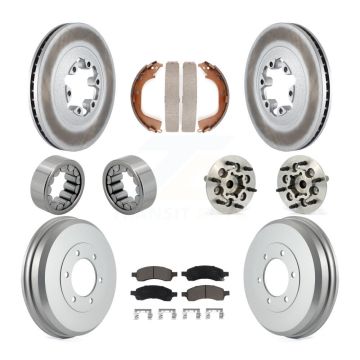 Front Rear Hub Bearing Coated Brake Rotor Pads Shoe Kit (10Pc) For Chevrolet Colorado GMC KBB-120501