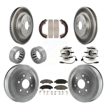 Front Rear Hub Bearing Coat Brake Rotor Pad Shoe Kit (10Pc) For GMC Sierra 1500 Chevrolet KBB-120519