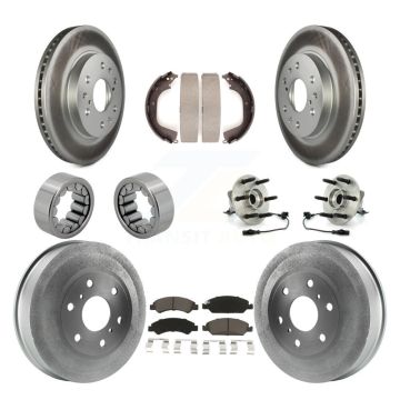 Front Rear Hub Bearing Coat Brake Rotor Pad Shoe Kit (10Pc) For GMC Sierra 1500 Chevrolet KBB-120520