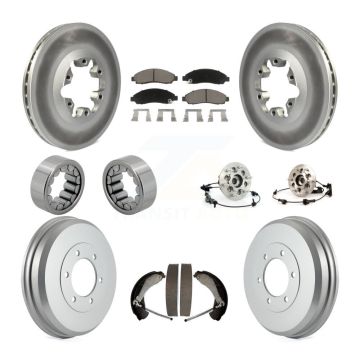 Front Rear Hub Bearing Coated Brake Rotor Pads Shoe Kit (10Pc) For Chevrolet Colorado GMC KBB-120525