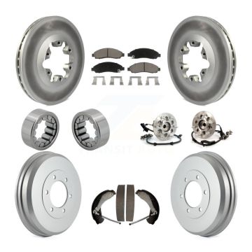 Front Rear Hub Bearing Coated Brake Rotor Pads Shoe Kit (10Pc) For Chevrolet Colorado GMC KBB-120526