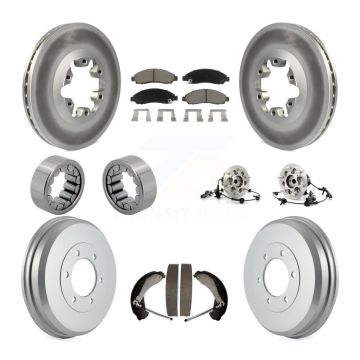 Front Rear Hub Bearing Coated Brake Rotor Pads Shoe Kit (10Pc) For Chevrolet Colorado GMC KBB-120527