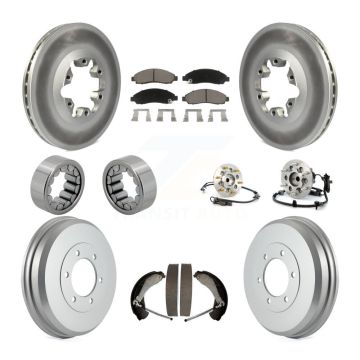 Front Rear Hub Bearing Coated Brake Rotor Pads Shoe Kit (10Pc) For Chevrolet Colorado GMC KBB-120528
