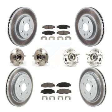 Front Rear Hub Bearings Coated Disc Brake Rotors And Pads Kit (10Pc) For Cadillac CTS KBB-120536