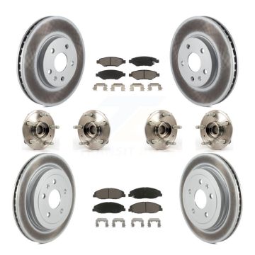 Front Rear Hub Bearings Coated Disc Brake Rotors And Pads Kit (10Pc) For Cadillac CTS KBB-120537