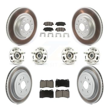 Front Rear Hub Bearings Coated Disc Brake Rotors And Pads Kit (10Pc) For Cadillac CTS KBB-120538