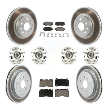 Front Rear Hub Bearings Coated Disc Brake Rotors And Pads Kit (10Pc) For Cadillac CTS KBB-120539