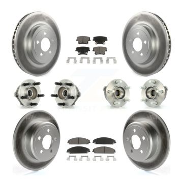 Front Rear Hub Bearing Coated Brake Rotor & Pad Kit (10Pc) For Chrysler 300 AWD with 3.5L KBB-120583