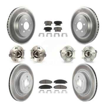 Front Rear Hub Bearing Coated Brake Rotor Pads Kit (10Pc) For Dodge Charger AWD with 5.7L KBB-120589