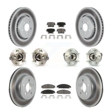 Front Rear Hub Bearing Coat Brake Rotor Pad Kit (10Pc) For 14 Dodge Charger AWD with 3.6L KBB-120592