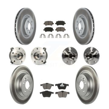 Front Rear Hub Bearing Coated Disc Brake Rotor Pad Kit (10Pc) For 2013-2014 Volvo S60 AWD KBB-120593