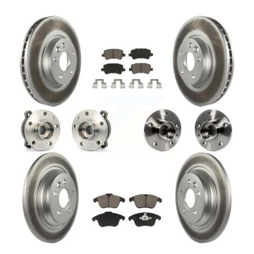Front Rear Hub Bearing Coated Disc Brake Rotor Pad Kit (10Pc) For 2013-2014 Volvo S60 AWD KBB-120594