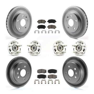 Front Rear Hub Bearing Coated Brake Rotor And Pad Kit (10Pc) For Chevrolet Malibu Limited KBB-120597