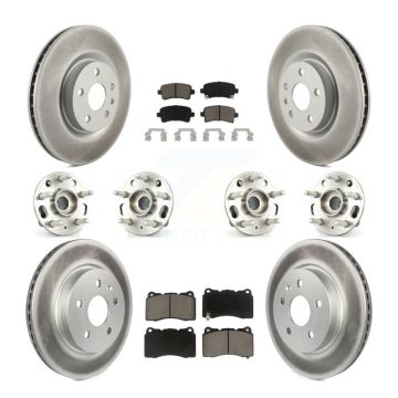 Front Rear Hub Bearings Coated Disc Brake Rotors And Pads Kit (10Pc) For Cadillac XTS KBB-120598
