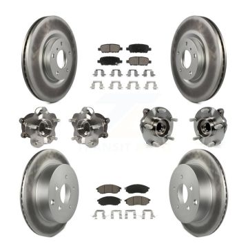 Front Rear Hub Bearing Coated Brake Rotor Pads Kit (10Pc) For 2015-2017 INFINITI QX70 RWD KBB-120603