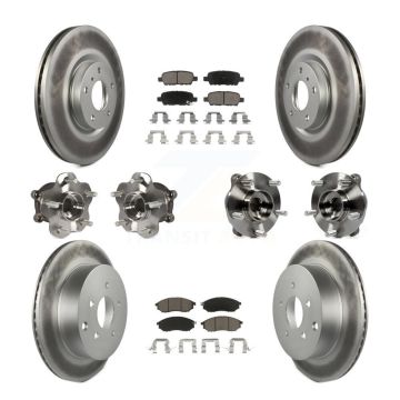 Front Rear Hub Bearing Coated Brake Rotor Pads Kit (10Pc) For 2015-2017 INFINITI QX70 AWD KBB-120604