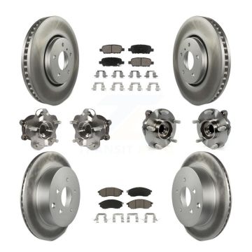 Front Rear Hub Bearing Coated Disc Brake Rotor Pads Kit (10Pc) For INFINITI FX35 FX37 RWD KBB-120611
