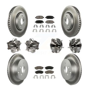 Front Rear Hub Bearing Coated Disc Brake Rotor Pads Kit (10Pc) For INFINITI FX35 FX37 AWD KBB-120612