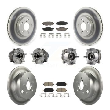 Front Rear Hub Bearings Coated Disc Brake Rotors And Pads Kit (10Pc) For Subaru Impreza KBB-120625