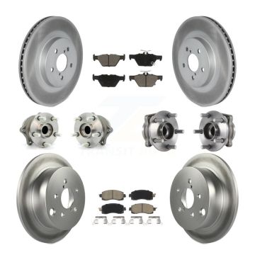 Front Rear Hub Bearings Coated Disc Brake Rotors And Pads Kit (10Pc) For Subaru Crosstrek KBB-120626
