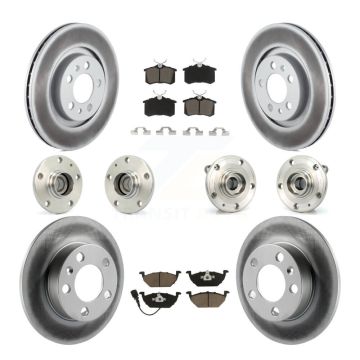 Front Rear Hub Bearings Coated Disc Brake Rotors And Pads Kit (10Pc) For Volkswagen Jetta KBB-120630