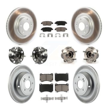Front Rear Hub Bearings Coated Disc Brake Rotors And Pads Kit (10Pc) For Hyundai Genesis KBB-120647